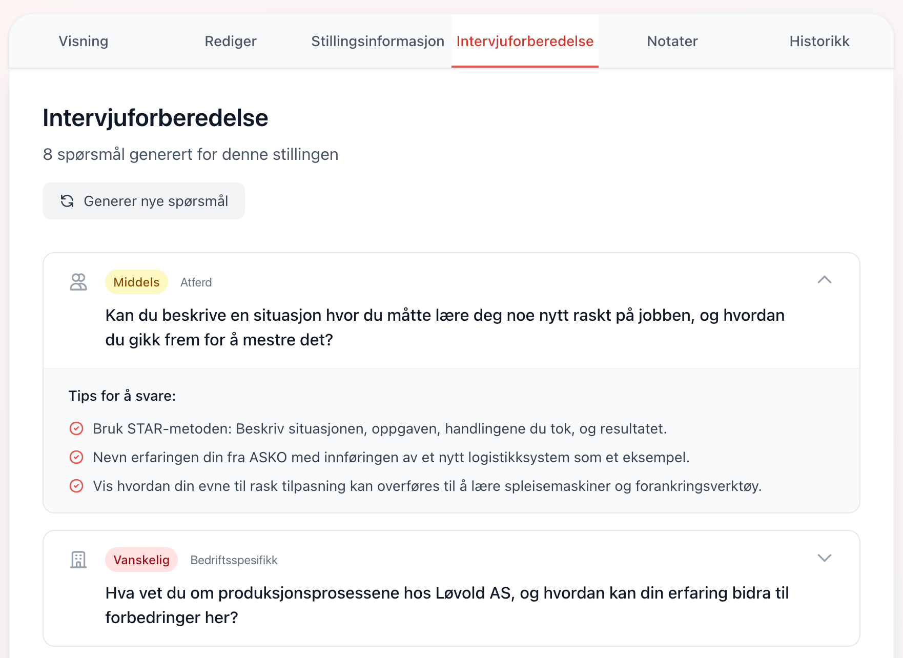 Intervjuförberedelse exempel